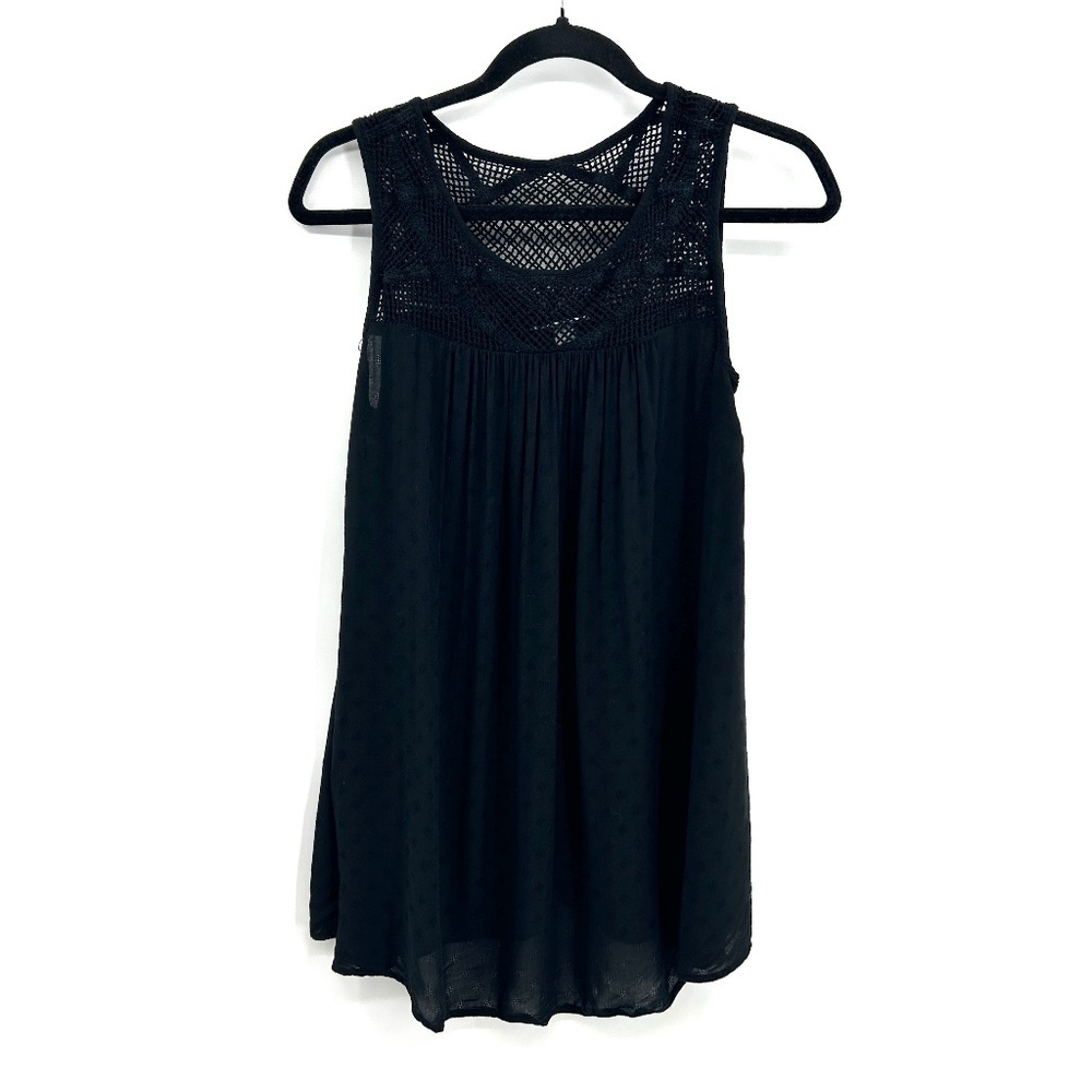 LIZ LANGE Maternity Black Crochet Knit Flowy Summer Tank Top Size Medium